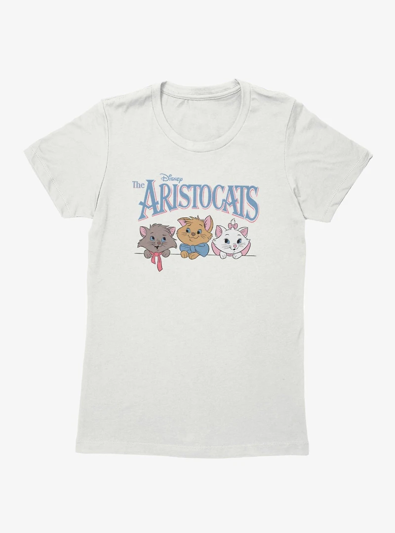Disney The Aristocats Logo Kitten Face Lineup Womens T-Shirt