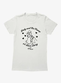Disney Lady And The Tramp A Love Story Hearts Womens T-Shirt