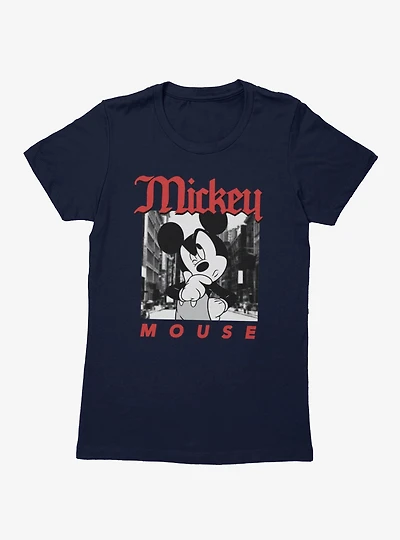 Disney Mickey Mouse Thinking On The Street Photo Womens T-Shirt