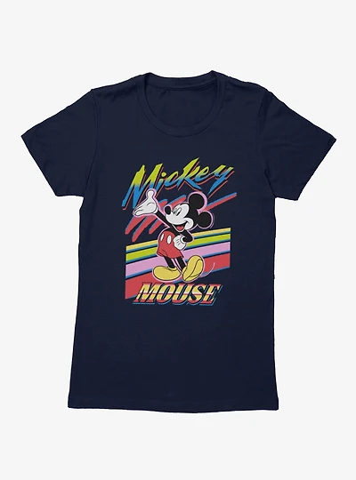 Disney Mickey Mouse Retro Paint Stripes Womens T-Shirt