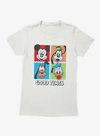 Disney Mickey Mouse Good Times Squares Donald Goofy Pluto Womens T-Shirt