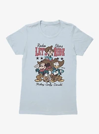 Disney Mickey Mouse Rodeo Stars Let's Ride Goofy Donald Womens T-Shirt