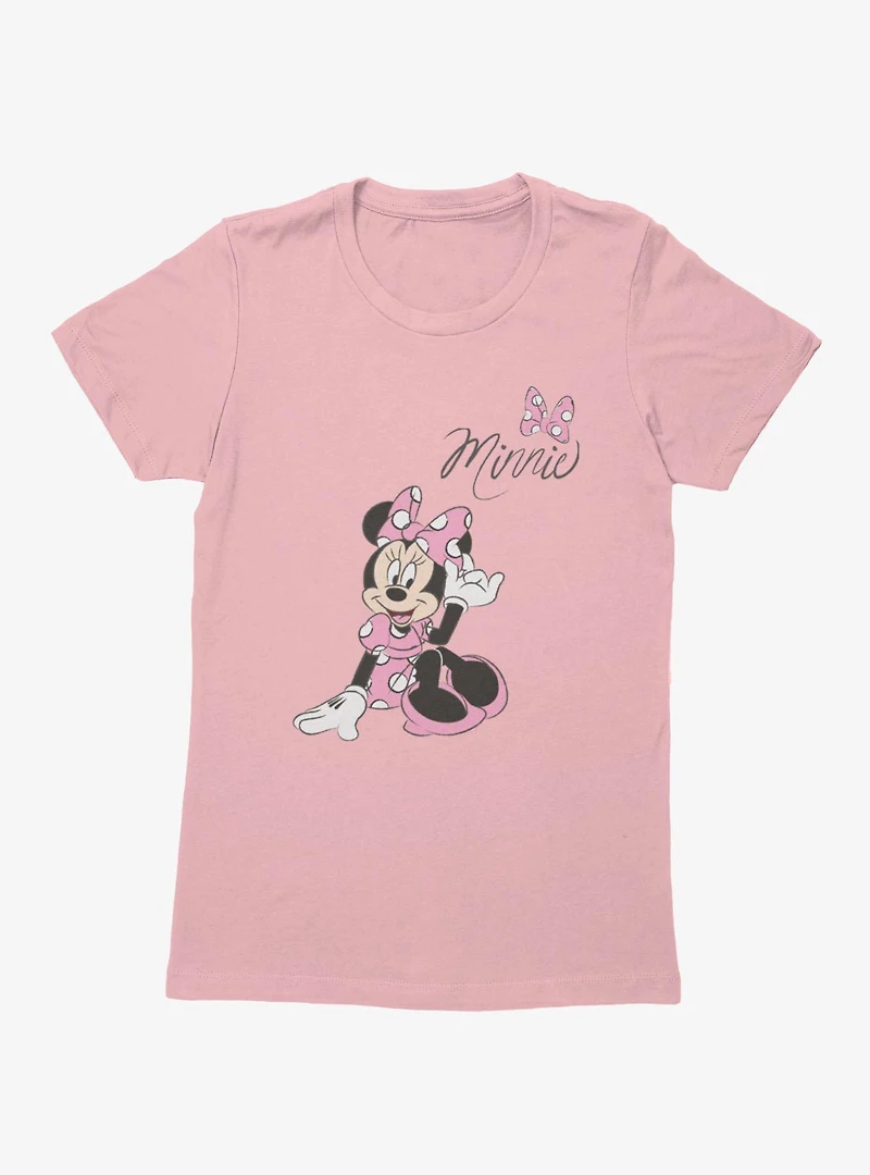 Disney Minnie Mouse Pink Dress Polka Dots Womens T-Shirt