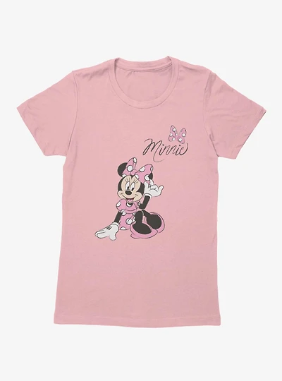 Disney Minnie Mouse Pink Dress Polka Dots Womens T-Shirt