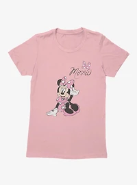 Disney Minnie Mouse Pink Dress Polka Dots Womens T-Shirt