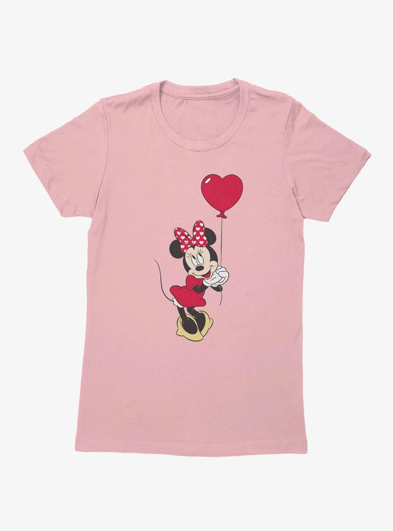Disney Minnie Mouse Love Red Balloon Heart Womens T-Shirt