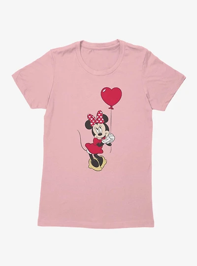 Disney Minnie Mouse Love Red Balloon Heart Womens T-Shirt