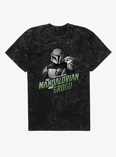 Star Wars The Mandalorian And Grogu Title Logo Mineral Wash T-Shirt