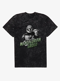 Star Wars The Mandalorian And Grogu Title Logo Mineral Wash T-Shirt