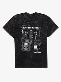 Star Wars The Mandalorian N-1 Starfighter Schematic Mineral Wash T-Shirt
