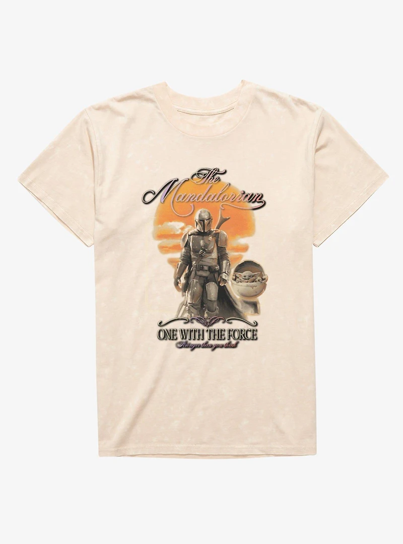Star Wars The Mandalorian One With Force Western Poster Mineral Wash T-Shirt