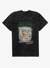 Star Wars The Mandalorian Grogu Spike Text Mineral Wash T-Shirt