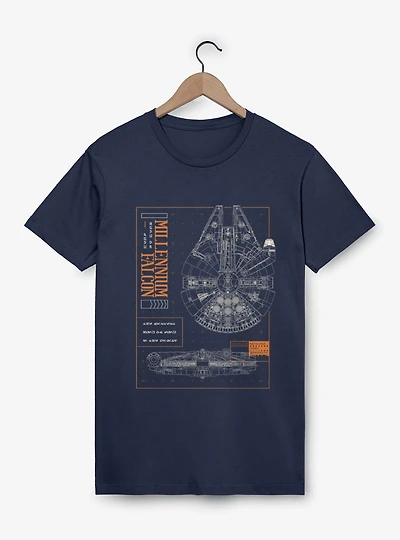 Star Wars Millenium Falcon Schematic Layout T-Shirt
