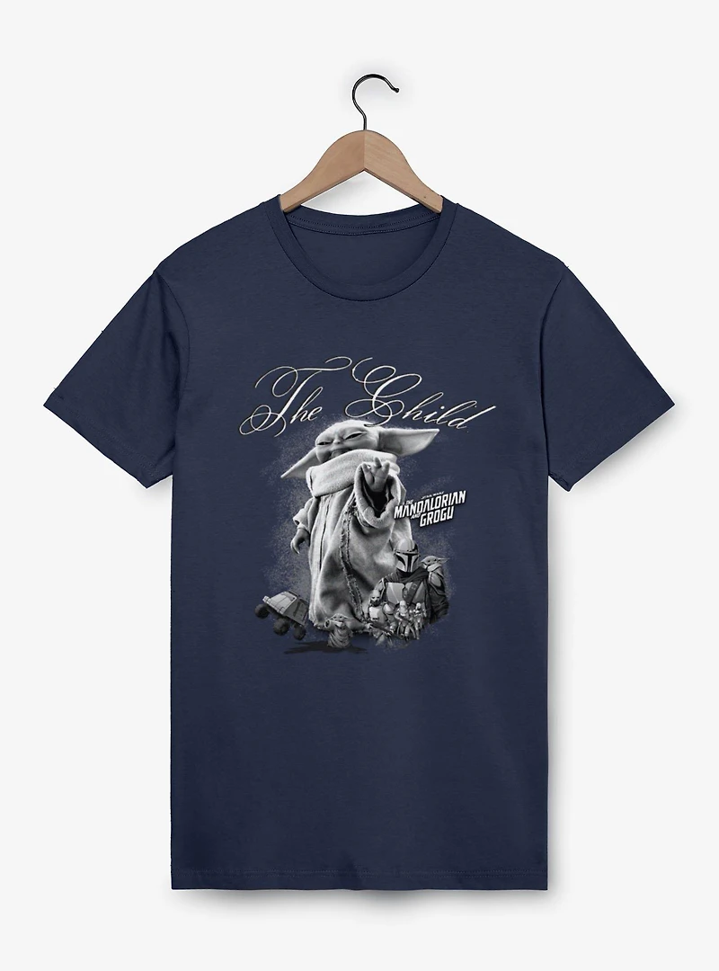 Star Wars The Mandalorian And Grogu Child Black White T-Shirt