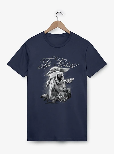 Star Wars The Mandalorian And Grogu Child Black White T-Shirt