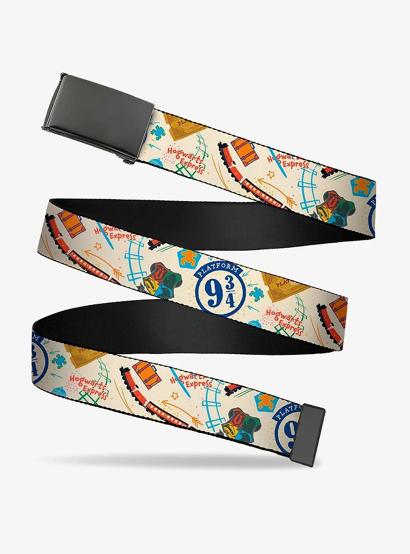 Harry Potter Hogwarts Express Icons Collage Multi Clamp Buckle Belt