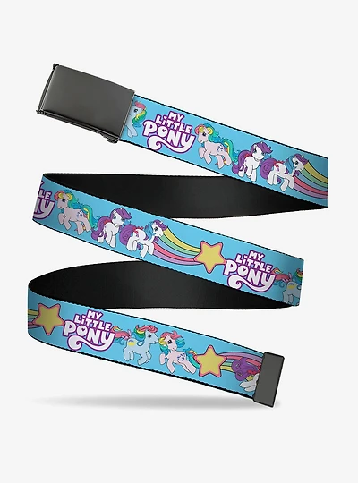 My Little Pony Three Rainbow Poses and Logo Multi Clamp Buckle Belt