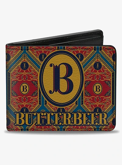 Harry Potter Butterbeer Logo and Pattern Blue Bifold Wallet