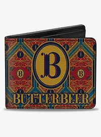 Harry Potter Butterbeer Logo and Pattern Blue Bifold Wallet