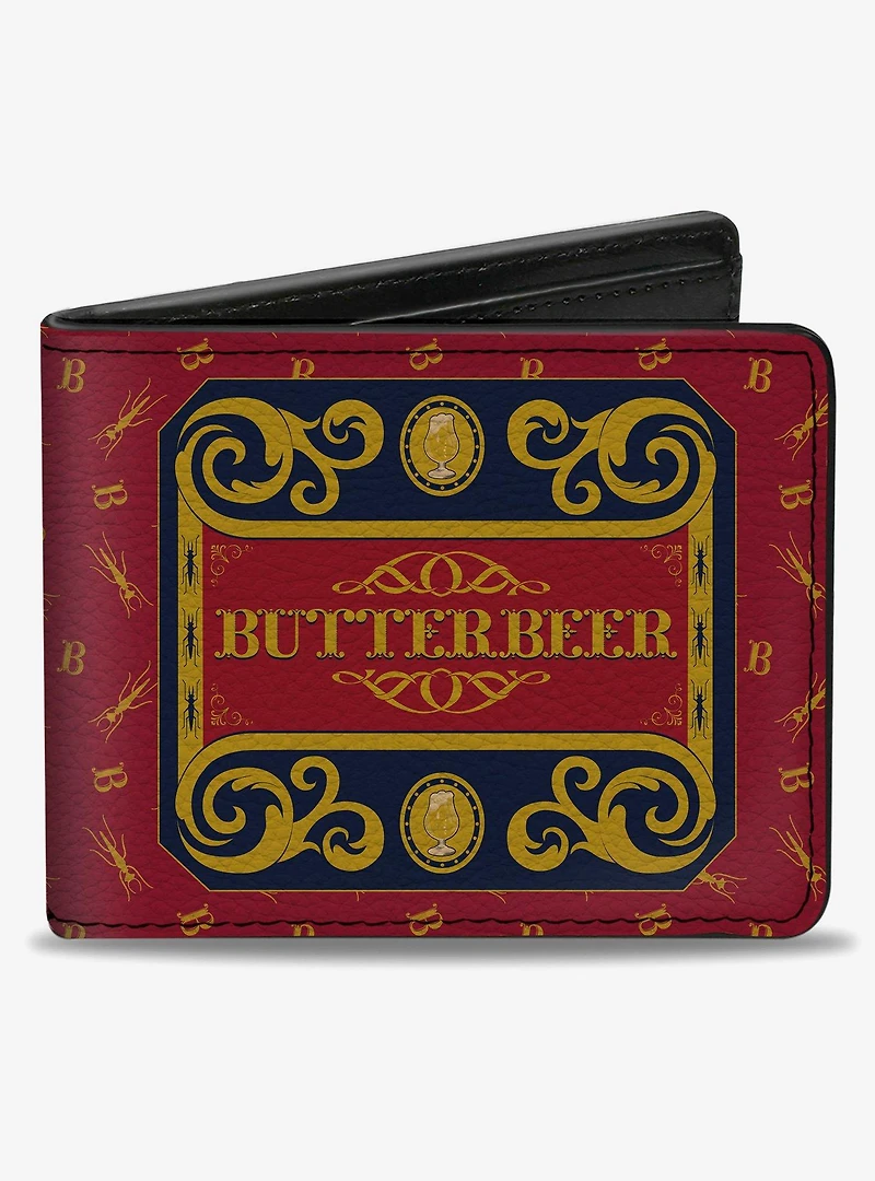 Harry Potter Butterbeer Sign and Icons Collage Blue Bifold Wallet