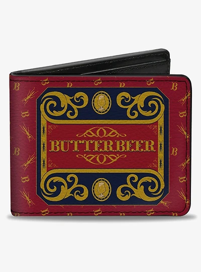 Harry Potter Butterbeer Sign and Icons Collage Blue Bifold Wallet