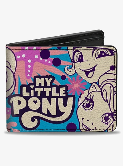 My Little Pony Five Ponies Faces and Flowers Collage Bifold Wallet