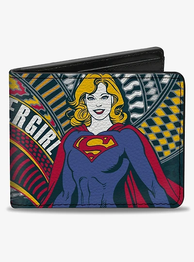 DC Comics Supergirl Pose and Super Shield Navy Bifold Wallet
