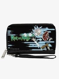 Rick and Morty Rick Face Glitch Pose and Title Logo Zip Around Wallet