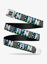 Adventure Time Finn Block Letters Pose Checker Youth Seatbelt Buckle Belt