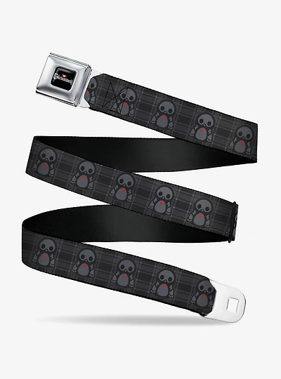 Skelanimals Pen the Penguin Pose Plaid s Black Youth Seatbelt Buckle Belt