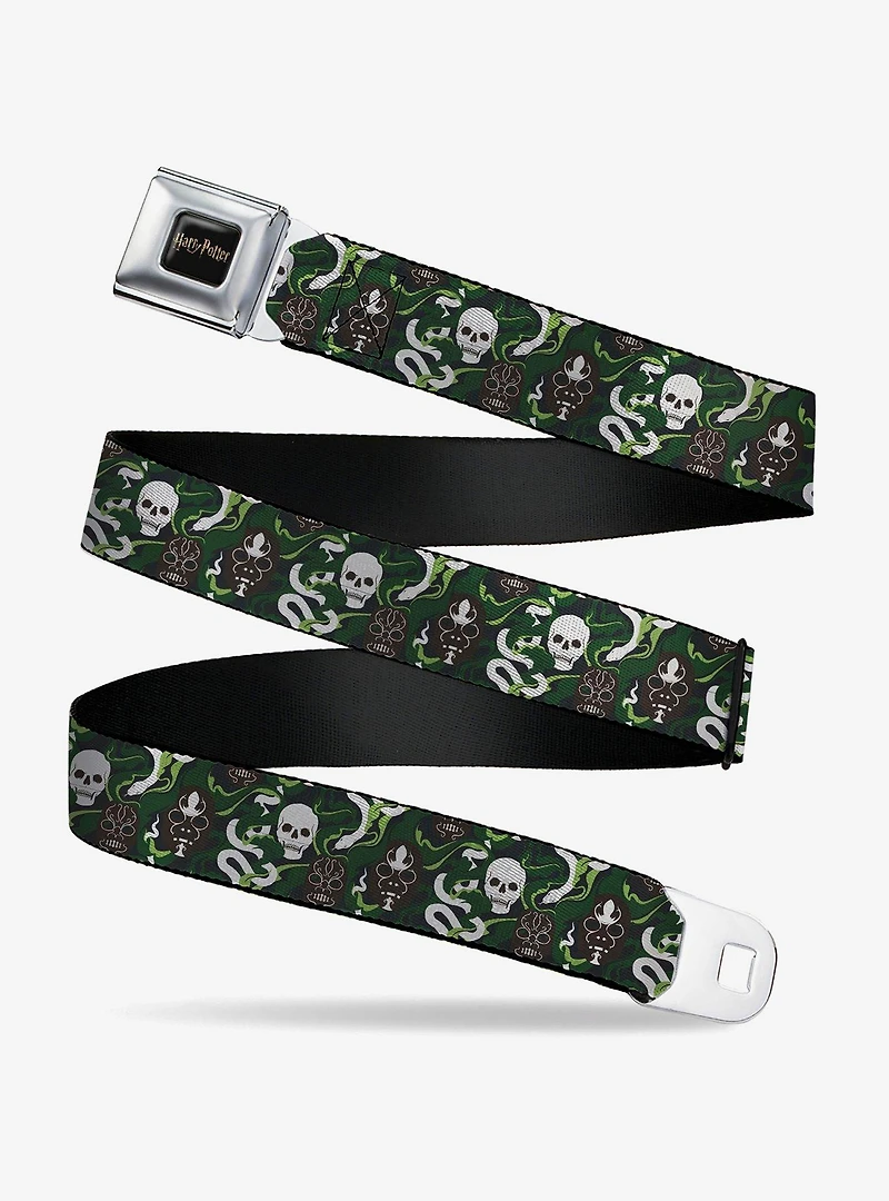 Harry Potter Slytherin Camo and Title Logo Youth Seatbelt Buckle Belt