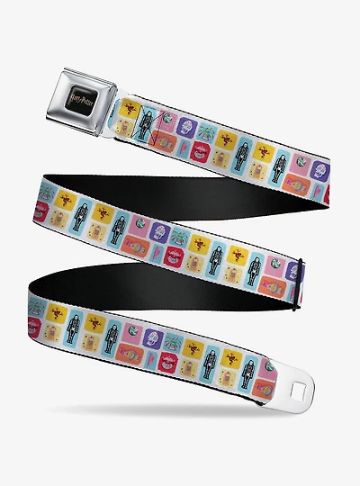 Harry Potter Honeydukes Icons Collage White Multi Youth Seatbelt Buckle Belt