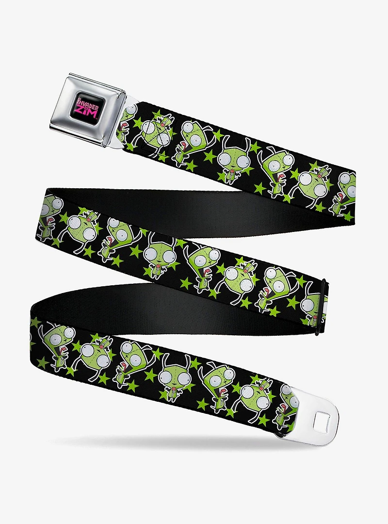 Invader Zim GIR Poses and Stars Black Youth Seatbelt Buckle Belt