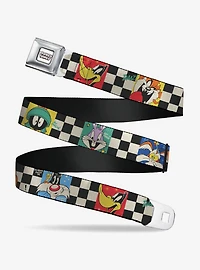 Looney Tunes Checker Pose Blocks Multi Youth Seatbelt Buckle Belt