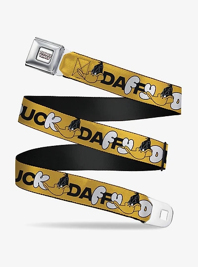 Looney Tunes Daffy Duck Smiling Face Text Youth Seatbelt Buckle Belt