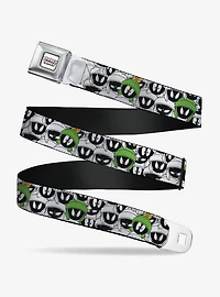 Looney Tunes Marvin the Martian Faces Stacked Full Color Youth Seatbelt Buckle Belt
