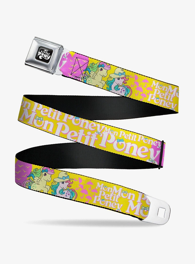 My Little Pony Mon Petit Poney Ponies and Cutie Marks Collage Youth Seatbelt Buckle Belt