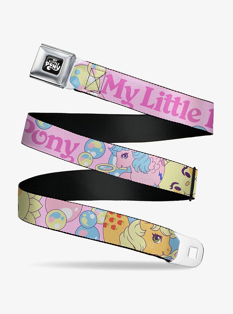 My Little Pony Two Pony Sunshine Bubbles and Logo Multi Youth Seatbelt Buckle Belt