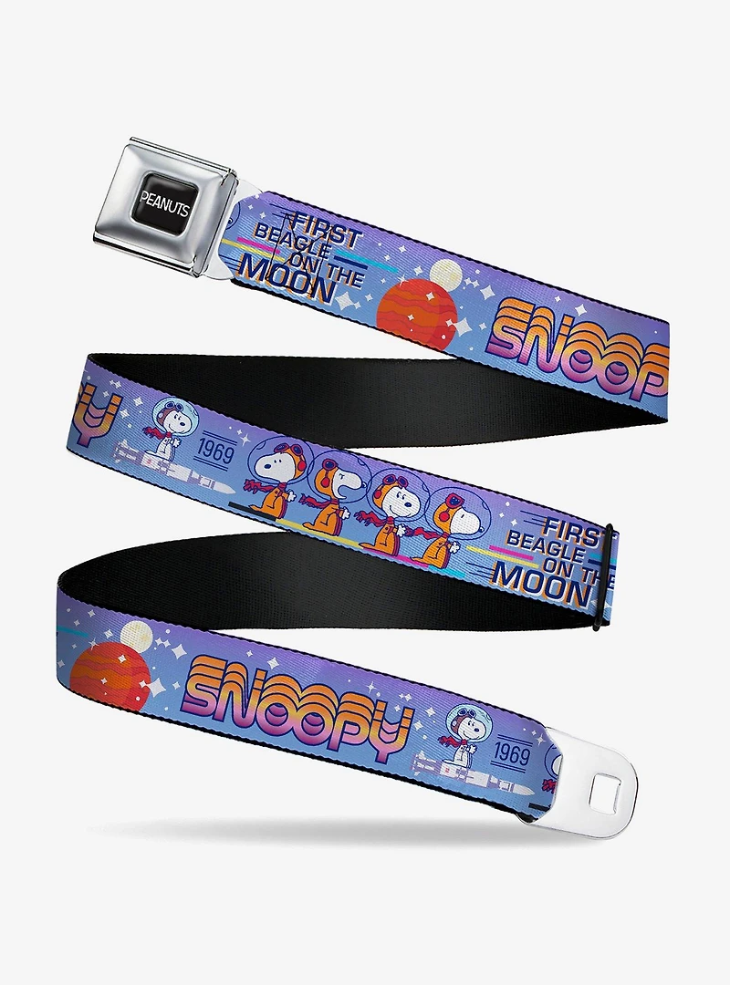 Peanuts Astronaut Snoopy Launch Poses White Multi Youth Seatbelt Buckle Belt
