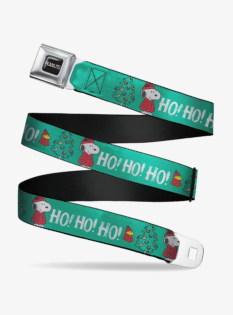 Peanuts and Woodstock Holiday Puffer Jacket Ho Ho Pose Youth Seatbelt Buckle Belt
