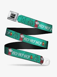 Peanuts and Woodstock Holiday Puffer Jacket Ho Ho Pose Youth Seatbelt Buckle Belt