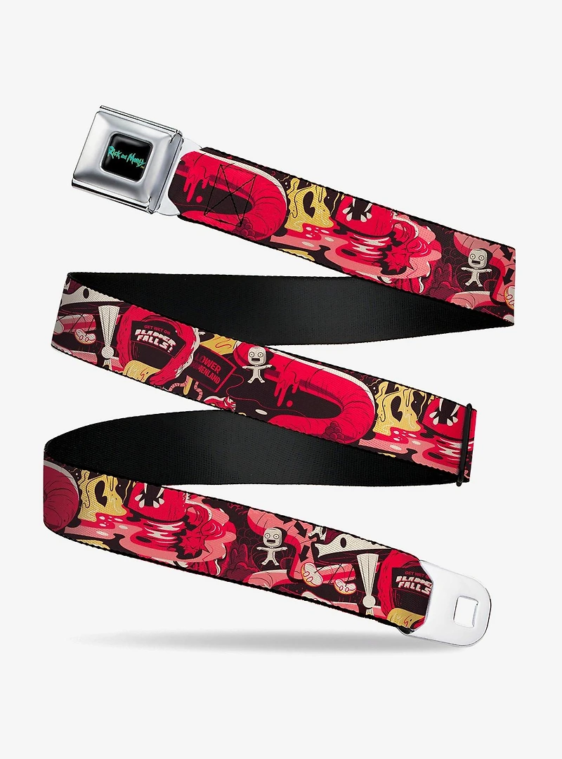 Rick and Morty Anatomy Park Collage Black Youth Seatbelt Buckle Belt