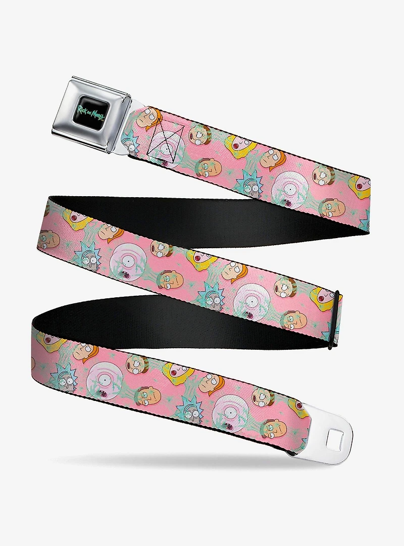 Rick and Morty Smith Family and Sticky Faces Scattered Youth Seatbelt Buckle Belt