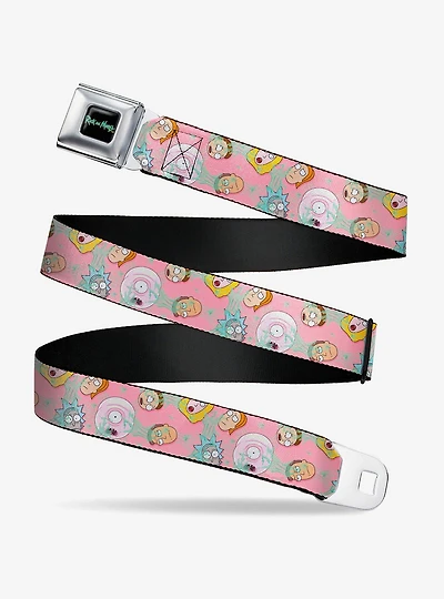 Rick and Morty Smith Family and Sticky Faces Scattered Youth Seatbelt Buckle Belt