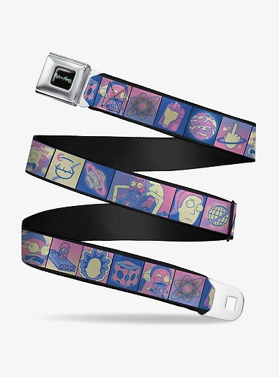 Rick and Morty Character Pose and Icon Blocks Youth Seatbelt Buckle Belt