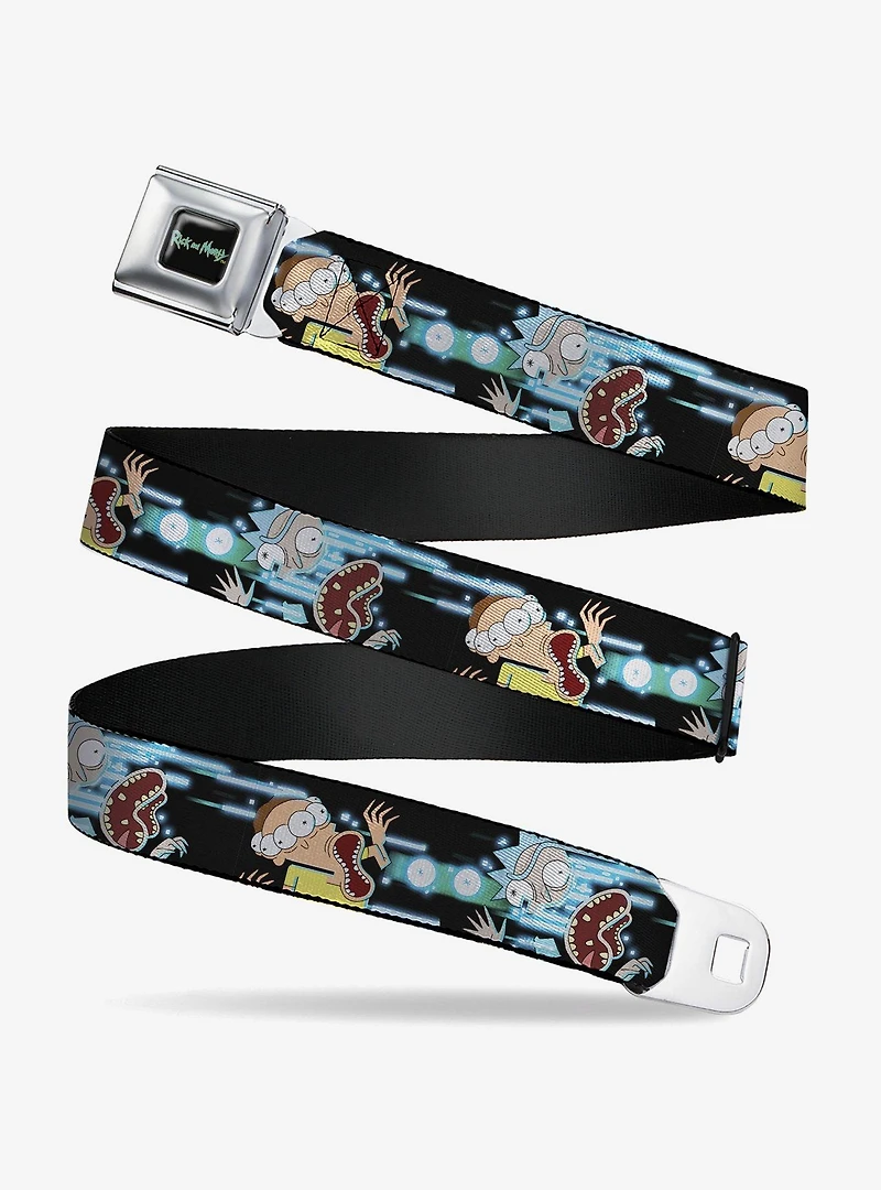 Rick and Morty Face Glitch Pose Black Youth Seatbelt Buckle Belt