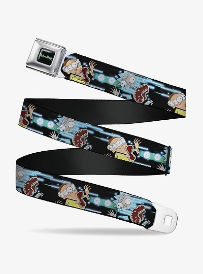Rick and Morty Face Glitch Pose Black Youth Seatbelt Buckle Belt