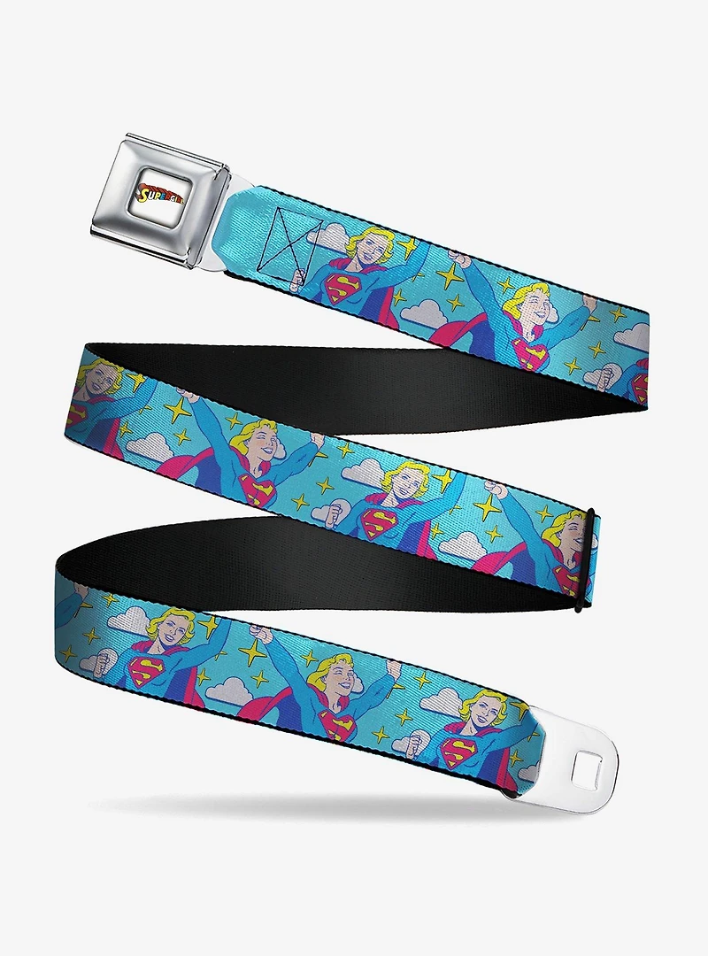 DC Comics Supergirl Two Pop Poses and Stars Youth Seatbelt Buckle Belt