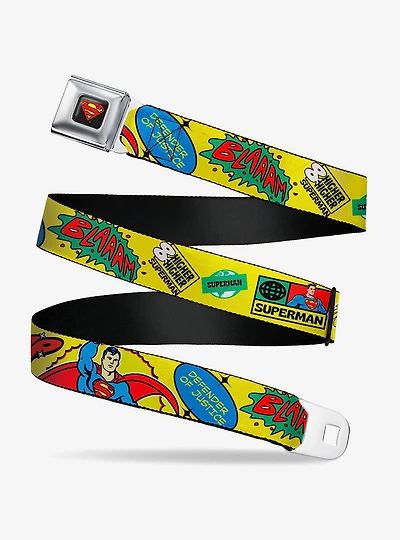 DC Comics Superman Pose Quotes and Icons Collage Multi Youth Seatbelt Buckle Belt