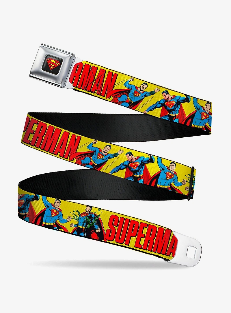 DC Comics Superman Action Poses and Text Youth Seatbelt Buckle Belt